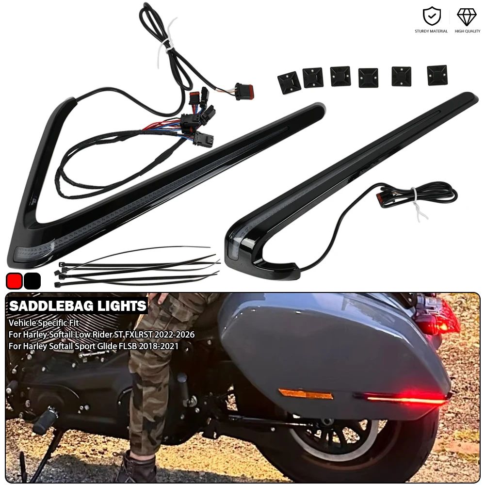 

Saddlebag Lights LED Running Brake Turn Signal Side Marker Fit For Harley Softail Low Rider ST FXLRST Sport Glide FLSB 2018-2026