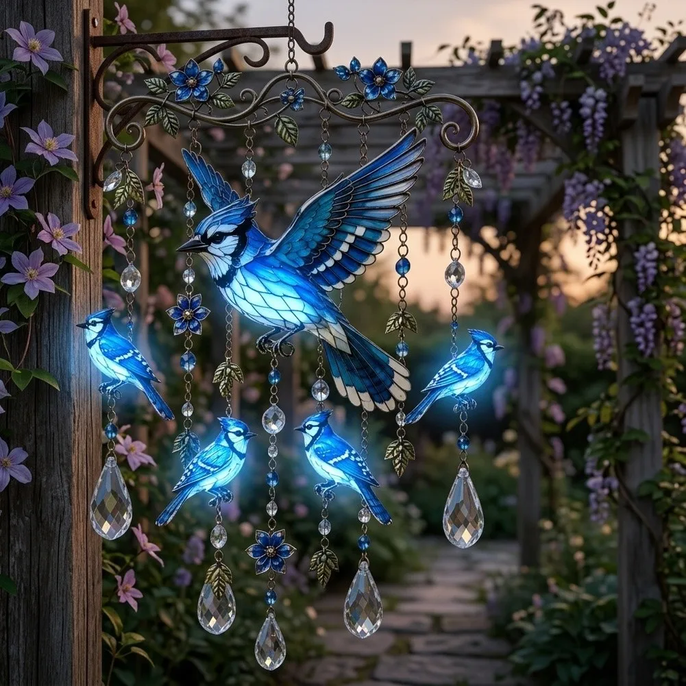 Outdoor Hanging Decor Garden Bird Wind Chime Solid Handcraft Work Long Lasting Bright Shades Lightweight Resonant Tubes