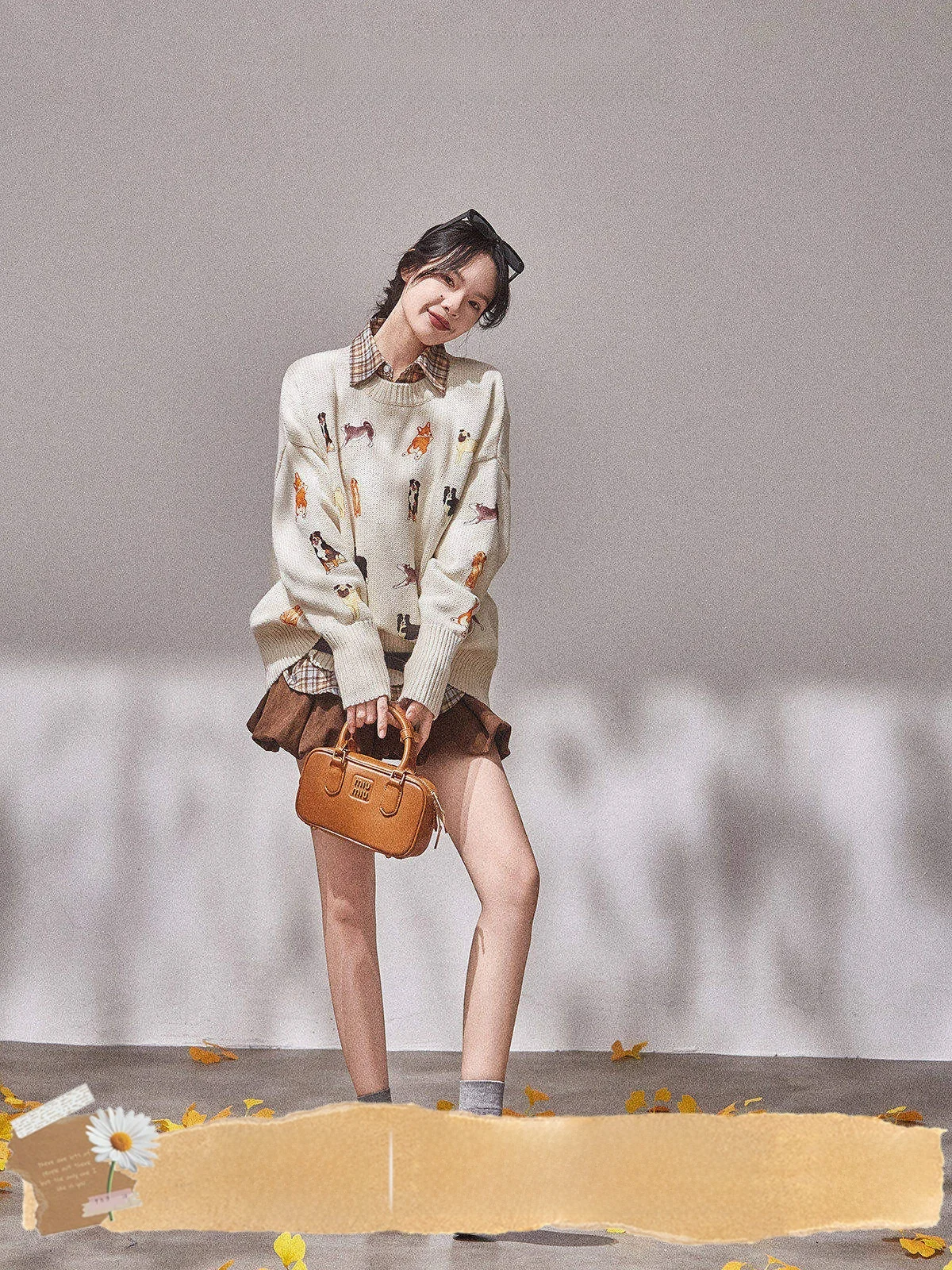 

Белый свитер с принтом для женщин от Huazun, коллекция Осень 2025, новый, свободный крой, длинный рукав, круглый вырез, теплый, функциональный