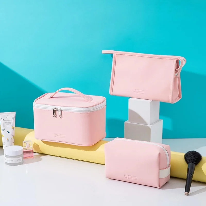 Leather Travel Cosmetic Bag Portable Women /Man Makeup Case Waterproof Multifunctional Toiletry Organizer Storage Bag