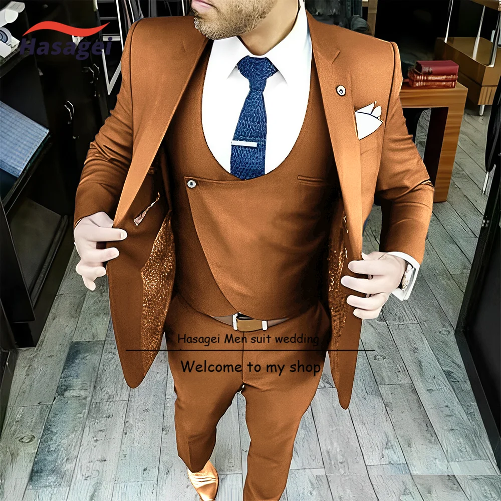 Men\'s Suit Wedding Tuxedo Jacket Pants Vest 3-piece Set Formal Business Work Wear Slim Fit Outfit Customized Clothes