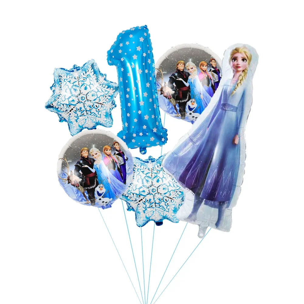 Frozen Anna Elsa 6Pcs Ballon Sets Children's Birthday Decoration Party Girls Favors Party Supplies Anime Figures DIY Gifts Toy