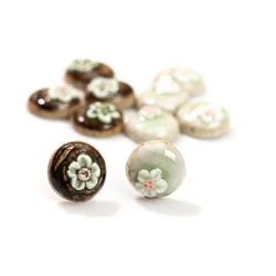 5pcs Handmade Ceramic Flower Beads Without Hook Porcelain Accessories Jewelry Making Necklace DIY TCZ118