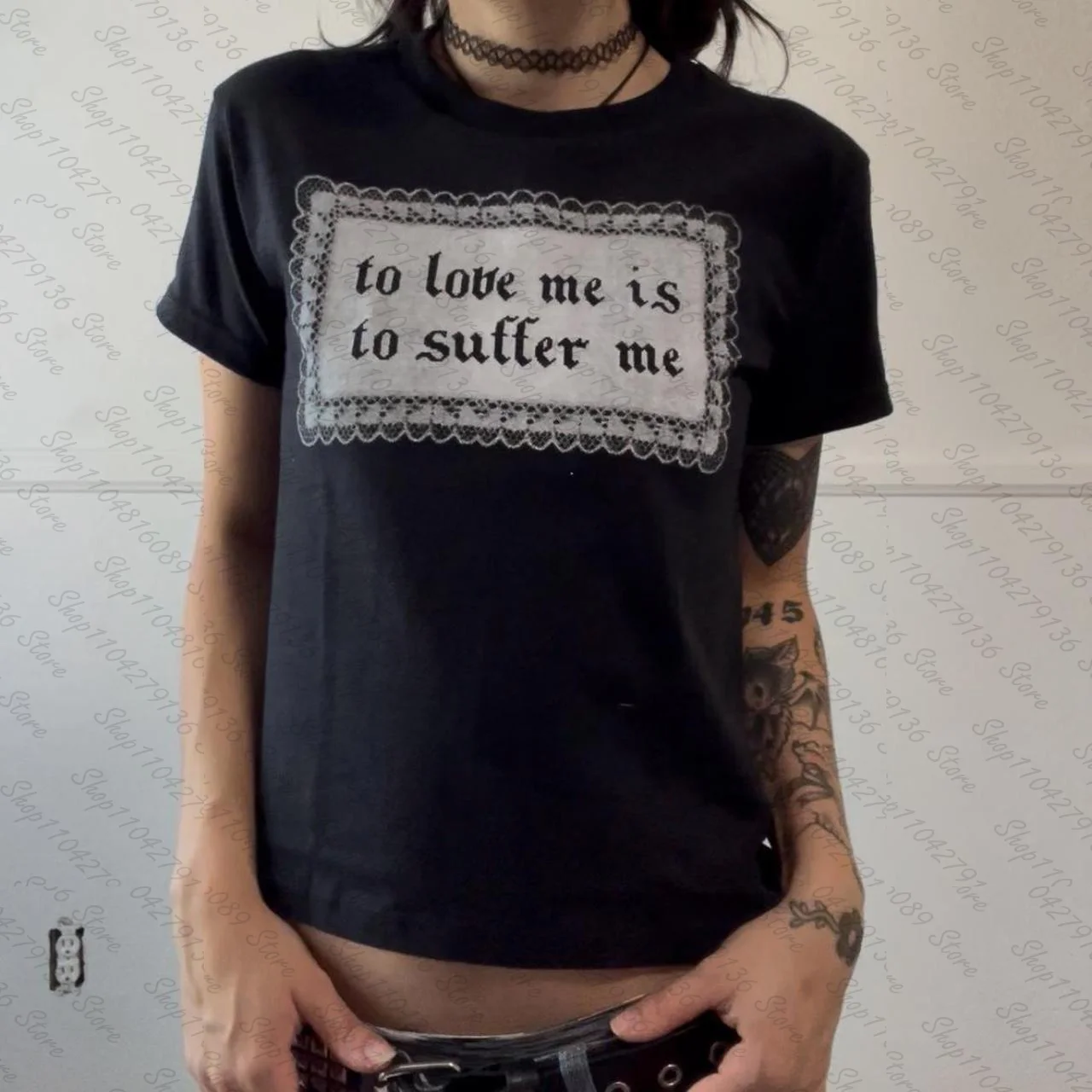 Gothic Harajuku Slim Short Sleeve T-shirt Fashion Summer Fashion Crop Top Streetwear Emo Girl Y2k Style Women's T-shirt Baby Tee