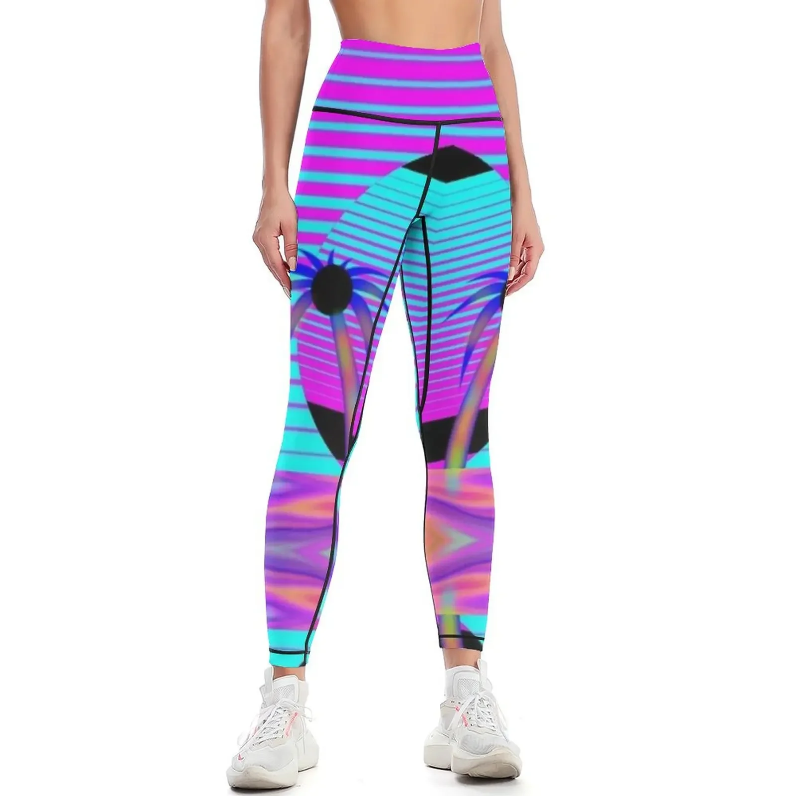 

Pacific 80's Neon Vaporwave Sunset Leggings Women's sportswear active wear sports for push up Womens Leggings