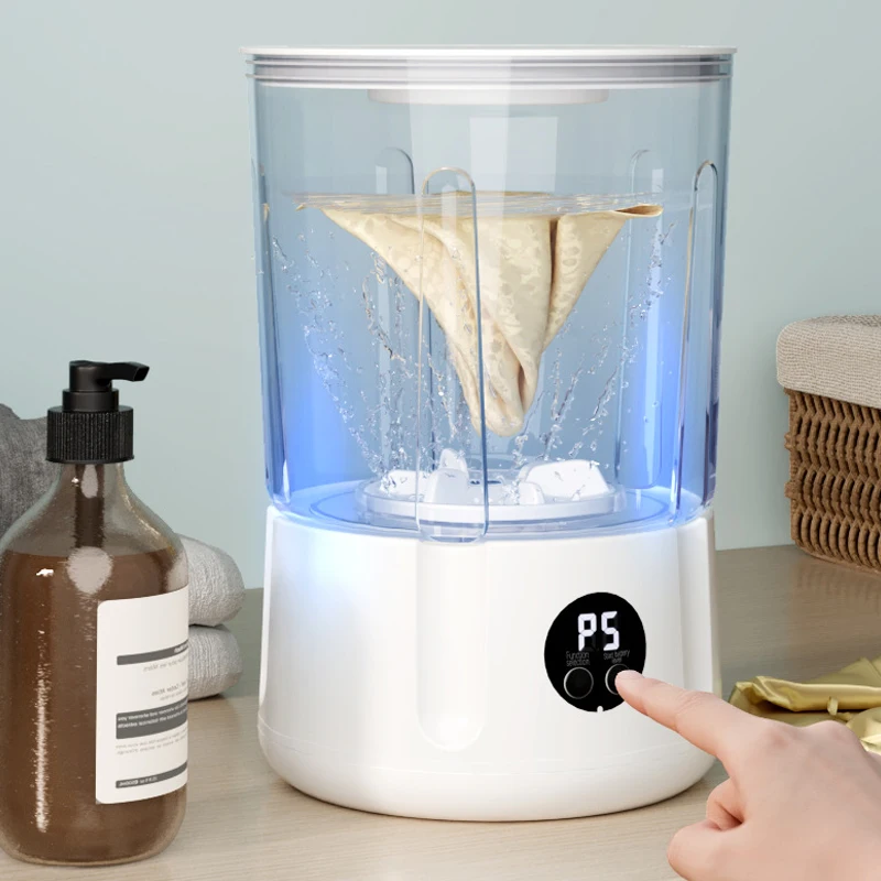 

Портативная стиральная машина с синим светом, 2 л, беспроводная мини-стиральная машина с зарядкой типа C, идеально подходит для чистки носков и нижнего белья