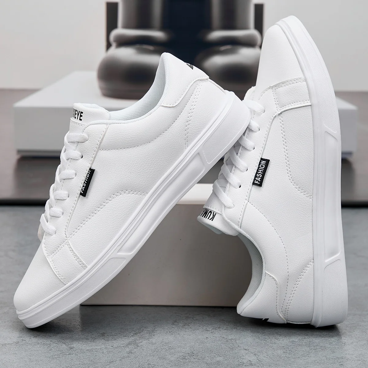 Men Shoes Comfortable Casual For Women White Leather Sneakers Lightweight Walki… - Image 4