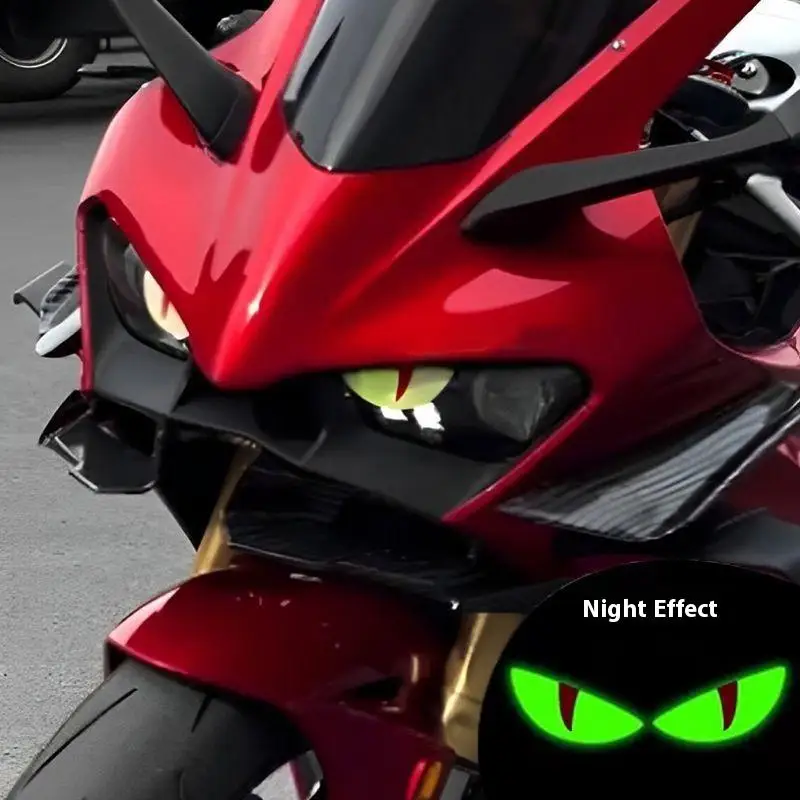 

Светящаяся 3D демон глаз кошачий глаз дизайн мотоцикл наклейка светящаяся наклейка на фару для украшения скутеров
