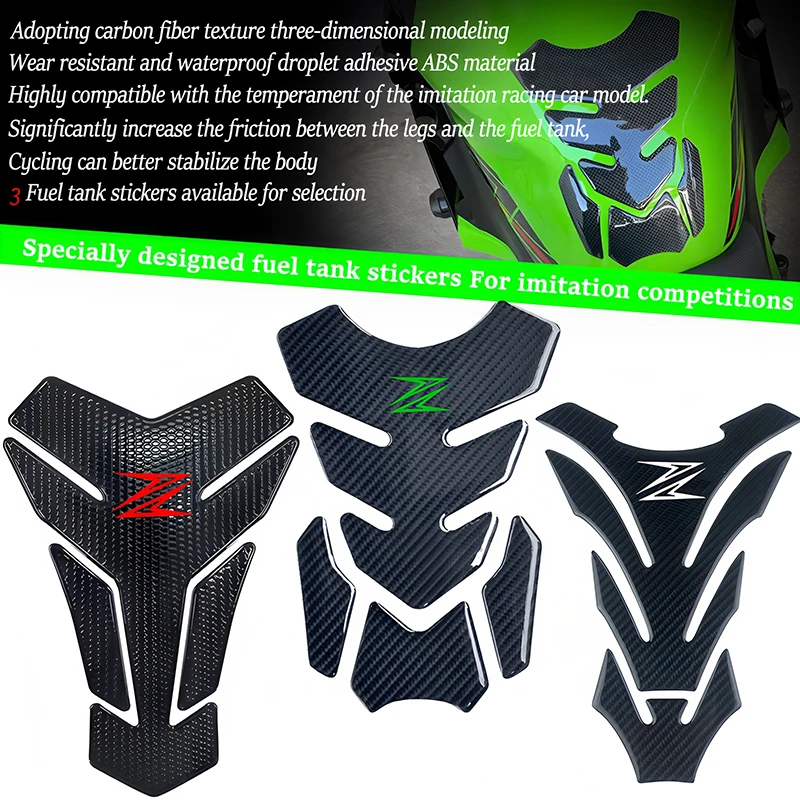 

For Z250 SL Z300 Z400 Z500 Z750 Z800 Z650 Z900 RS Z1000 SX 3D Carbon Fiber Oil Fuel Gas Tank Pad Tankpad Decal Protector Sticker