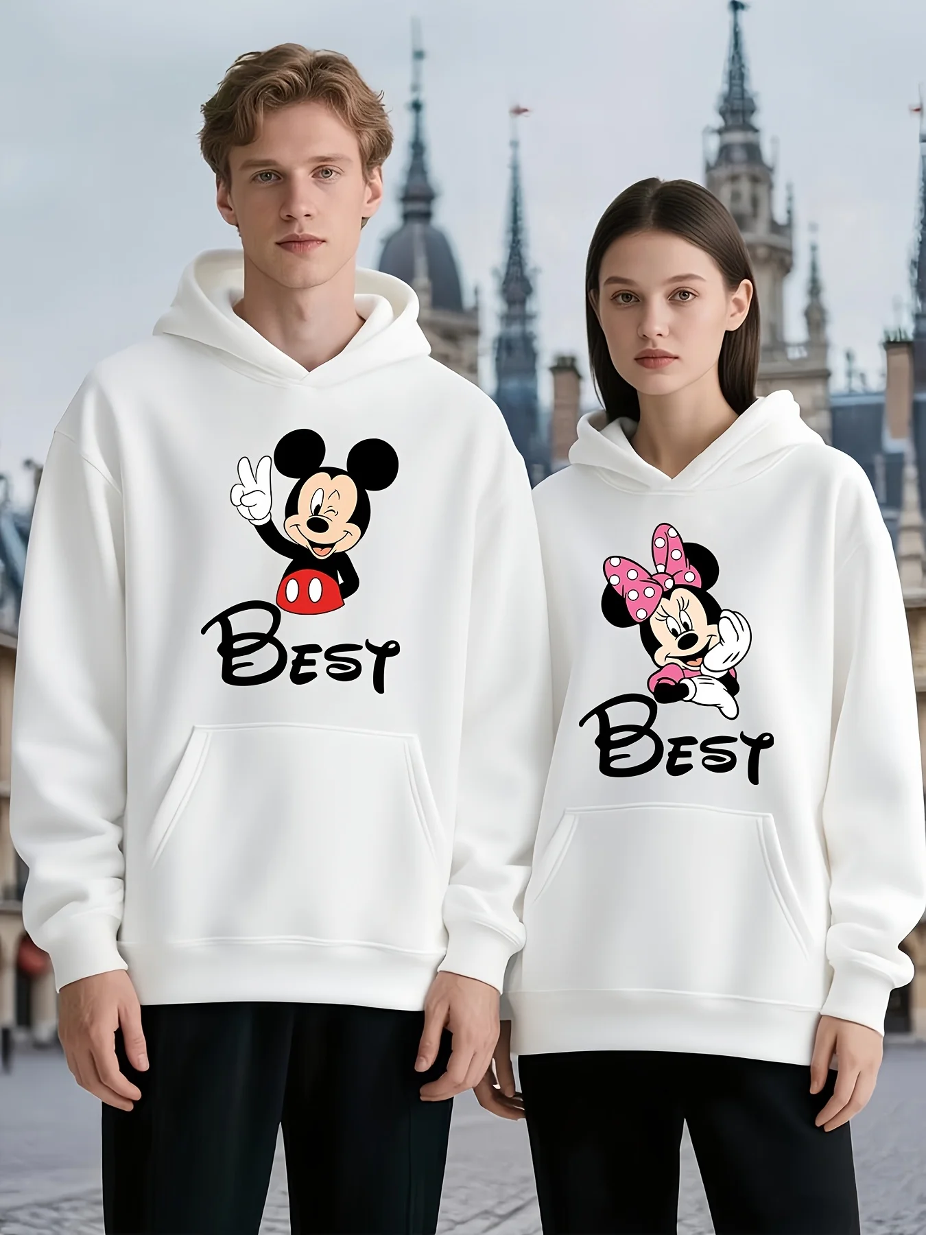 

Mickey Minnie Couple Hoodie Boy Girl Parent-Child Family Autumn Winter Men Women Oversized Hooded Sweater Casual Long Sleeve Top