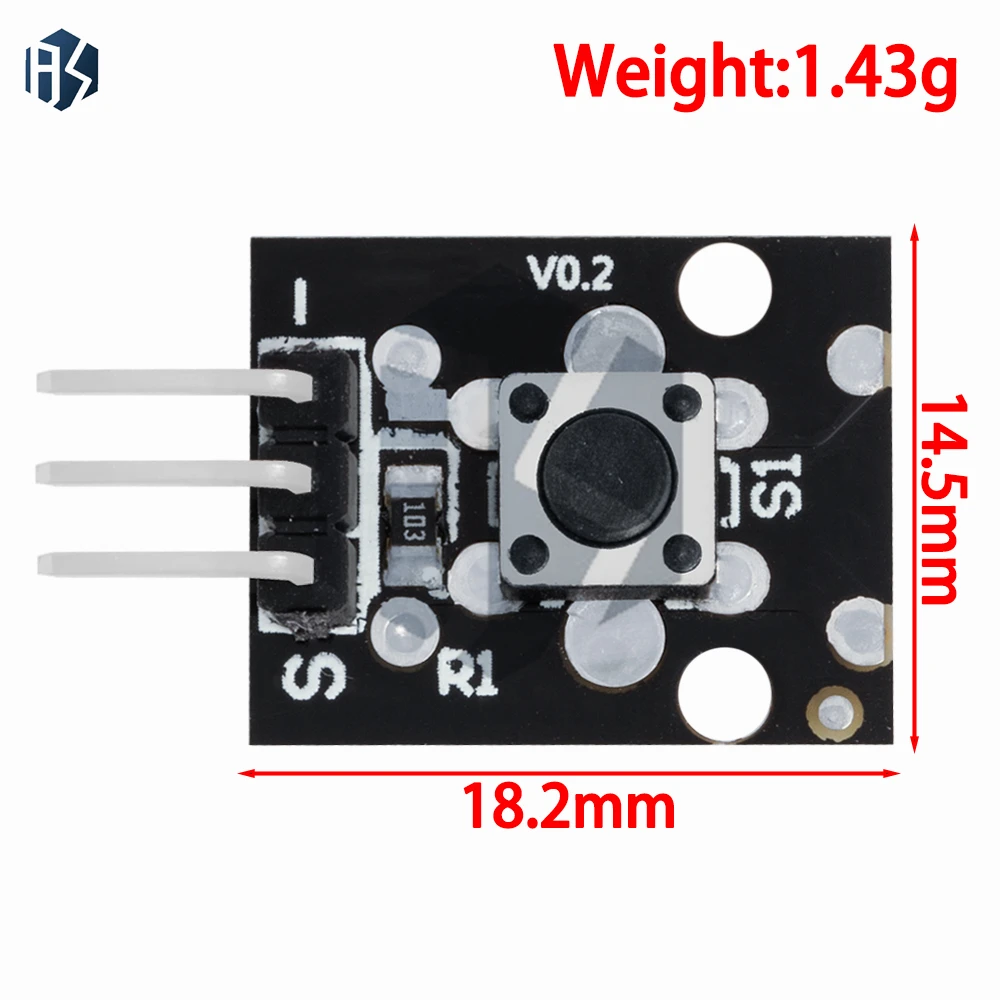 Módulo sensor de interruptor de botão de 3 pinos KY-004 (6x6x5mm): para kits de partida Arduino DIY