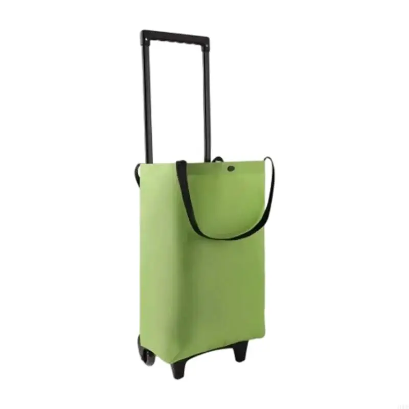 

Retractable Handle Foldable Shopping Cart With Quiet Rolling Lightweight Practical Oxford Fabric Trolley For Grocery Errands