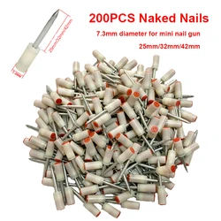 200PCS 25mm/32mm/42mm Steel Naked Nails for Mini Nails Gun Manual Power Tool Wall Anchor Wire Slotting for 7.3mm Mini Nail Gun