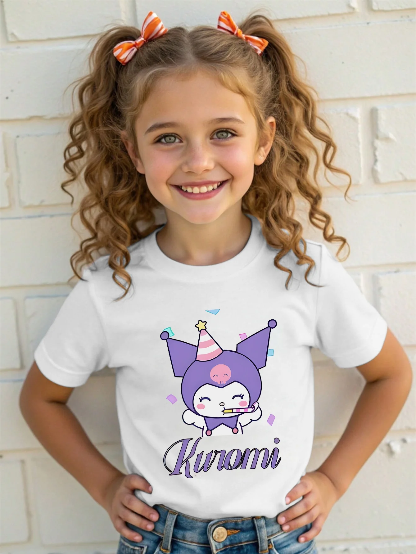

Sanrio Kuromimi Cute Cat Summer Children's T-shirt 100% Pure Cotton Soft and Comfortable Fabric Fashionable and Versatile