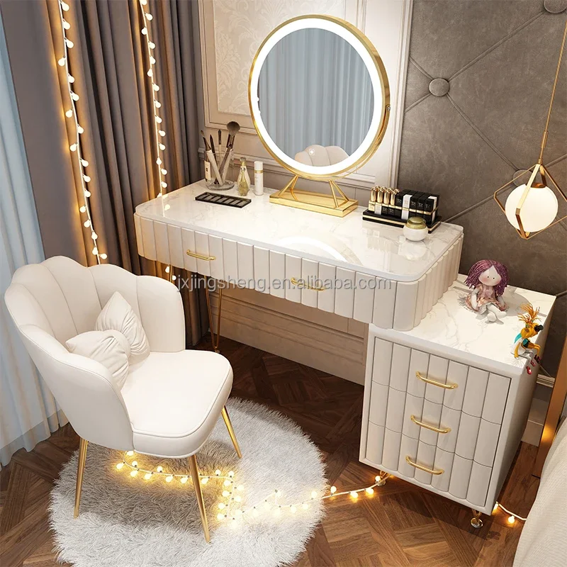 Luxury Bedroom Dressing Table Household Makeup Table Modern Simple Makeup Table + Cabinet + Smart mirror