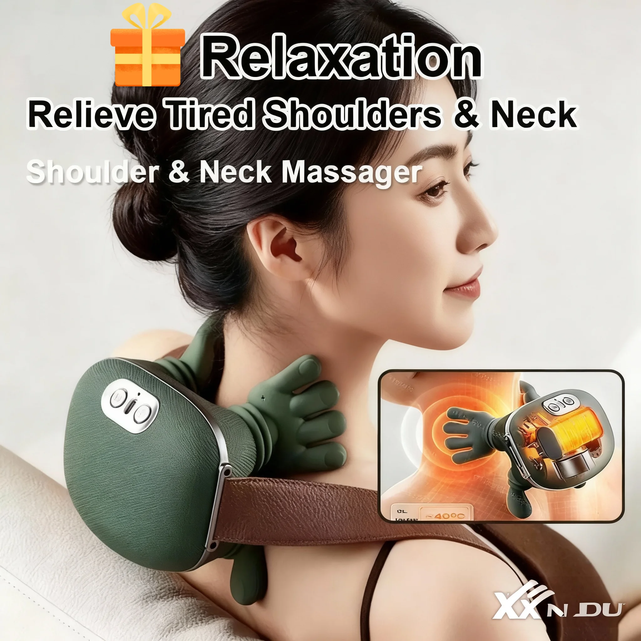

USB Cordless Electric Massager with 6D Hand Simulation Cordless Neck Shoulder Massager with USB-Powered Charging Cord Included