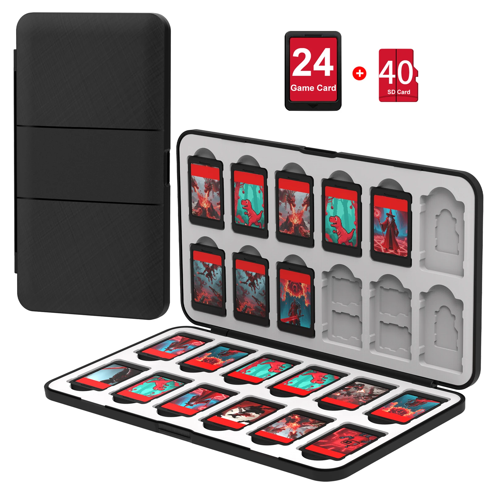 Estojo Protetor 24 em 1 para Cartões de Jogo Nintendo Switch/Switch OLED/Switch Lite, Caixa de Armazenamento Protetora para Cartões de Jogo