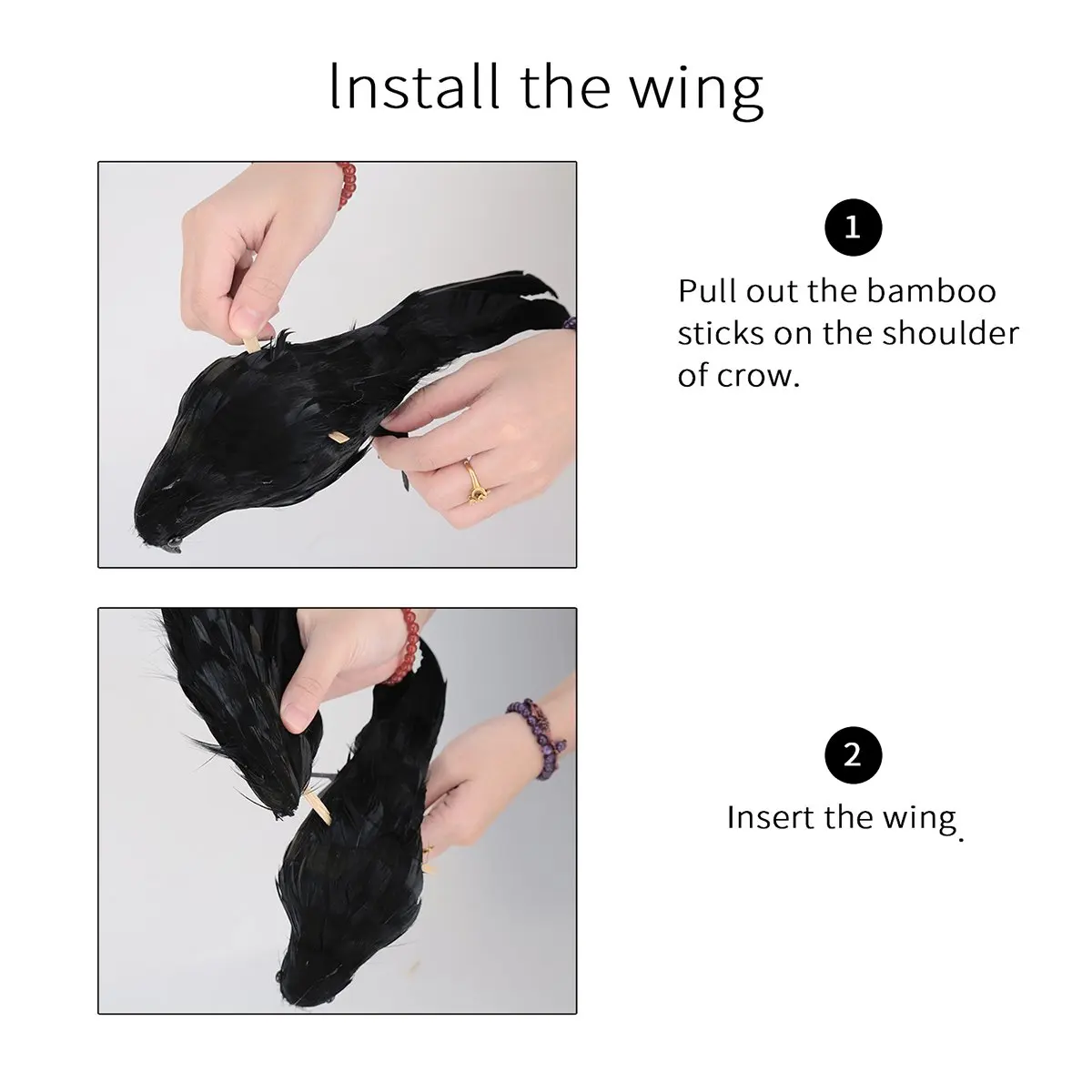 Realistic Crow Decoration Crow Decoys Halloween Black Feather Raven Prop Outdoor Halloween Decor HOT