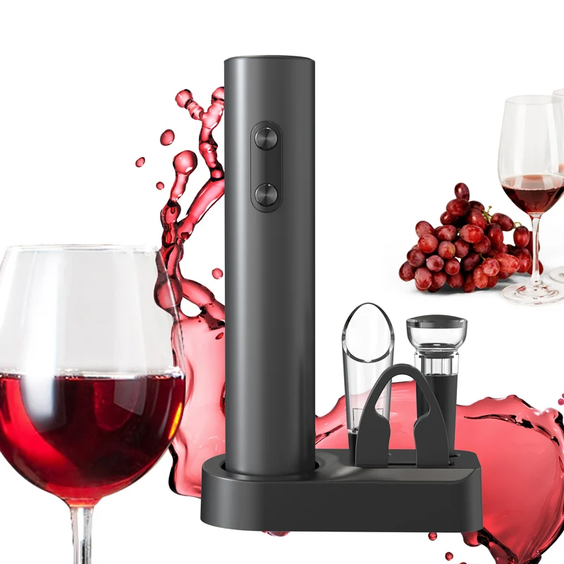 Electric Wine Opener Set Automatic Corkscrew with Aerator Pourer and Foil Cutter for Kitchen Bar Party Gifts