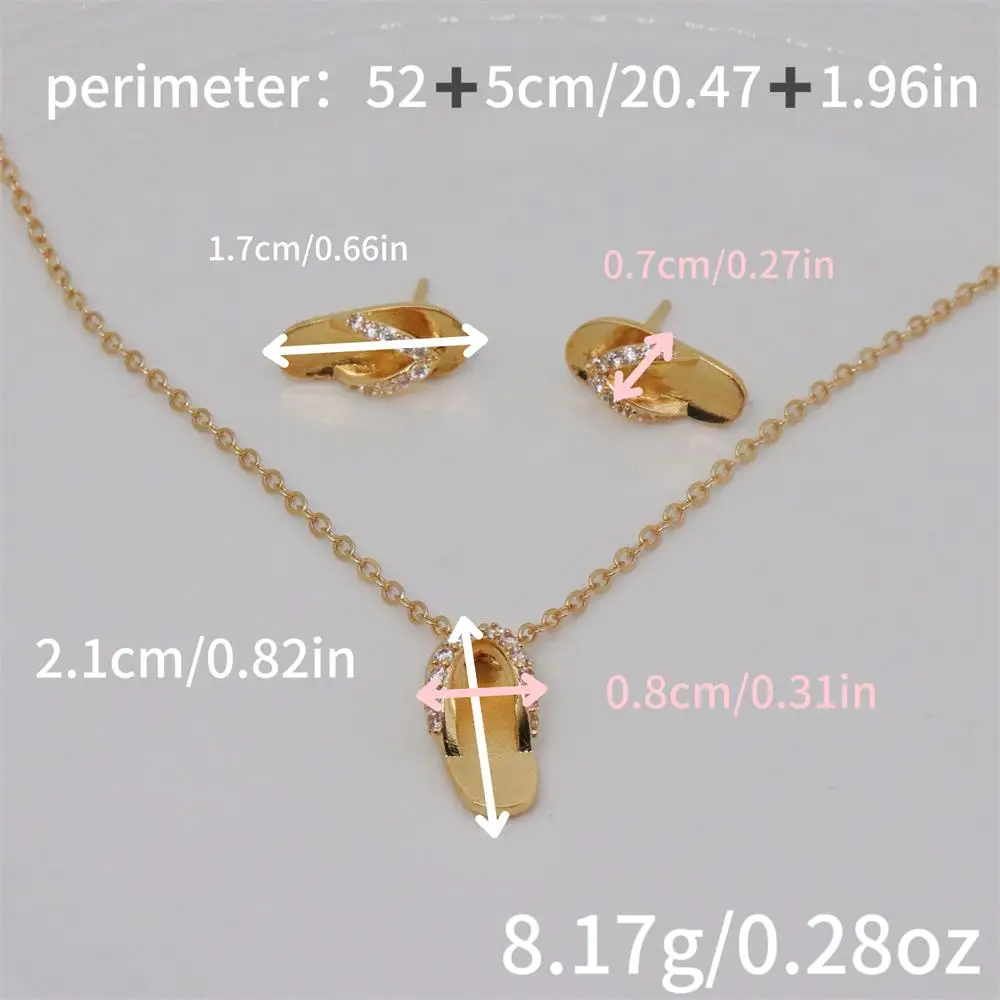 New Interesting Creative Design for Slippers Jewelry Set Of Earrings Pendant Necklace For Women Exquisite Zircon Micro Inlay