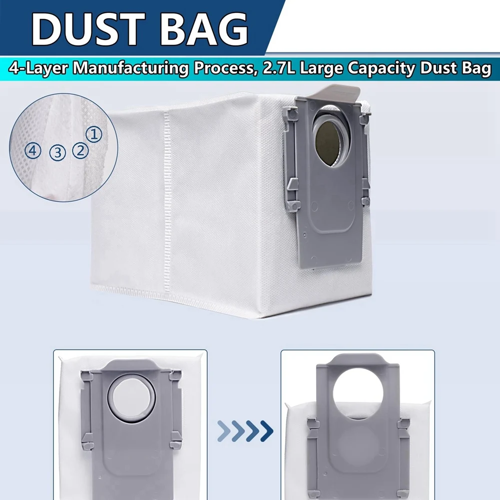 Kit de acessórios para aspiradores Roborock Q Revo, incluindo escova principal, esfregão, escovas laterais, filtro HEPA e saco de vácuo