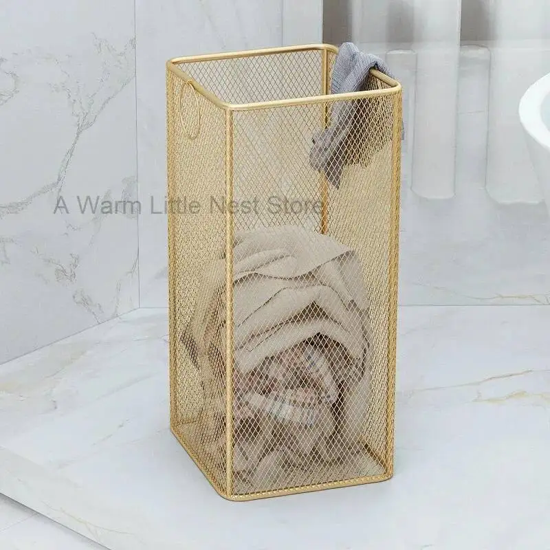 

Простая металлическая корзина для белья с ручками, органайзер для грязной одежды, корзина для хранения в ванной комнате, сетчатое ведро для дома в отеле, без подкладки