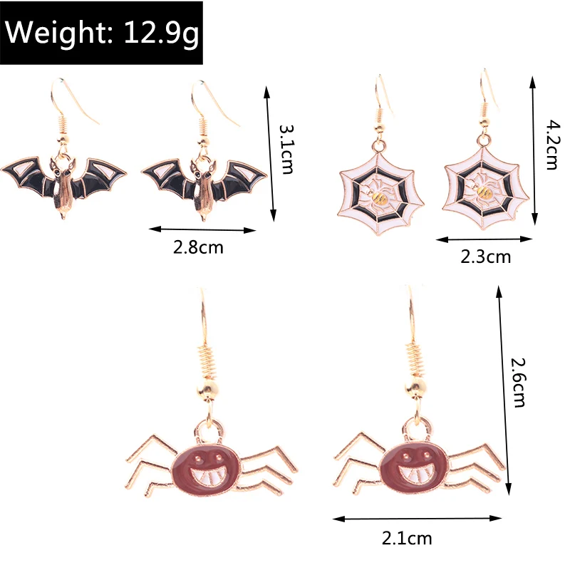 Aihua Fashion Halloween-Ohrringe, Emaille-Geister-, Kürbis-, Skelett-, Mumien- und Fledermaus-Ohrringe, für Damen, Halloween-Party-Schmuck. – Detail 8
