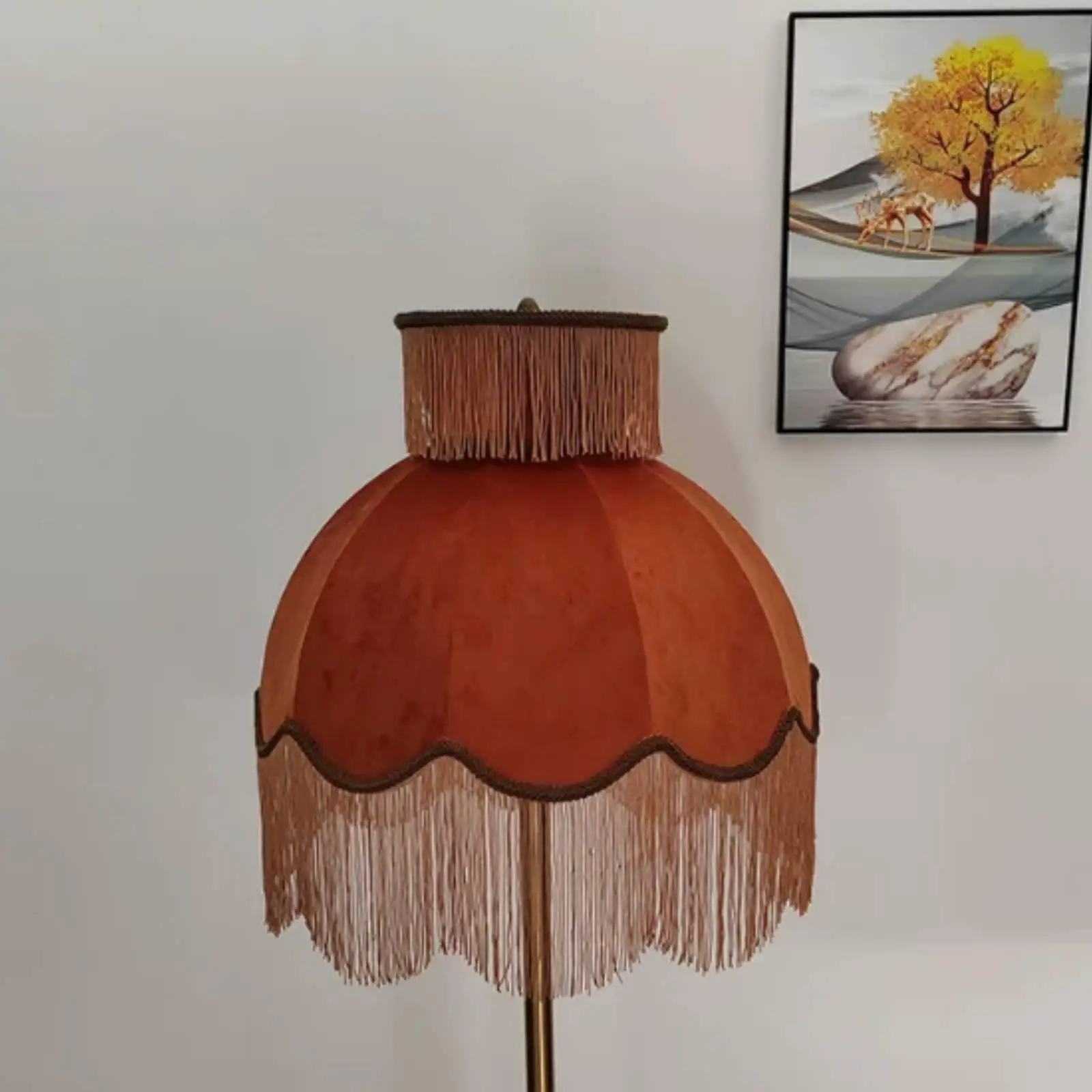 Tassel Velvet Lampshade Big Floor Lamp Cover for Living Room Ambient Lighting House Decor Boutique Style