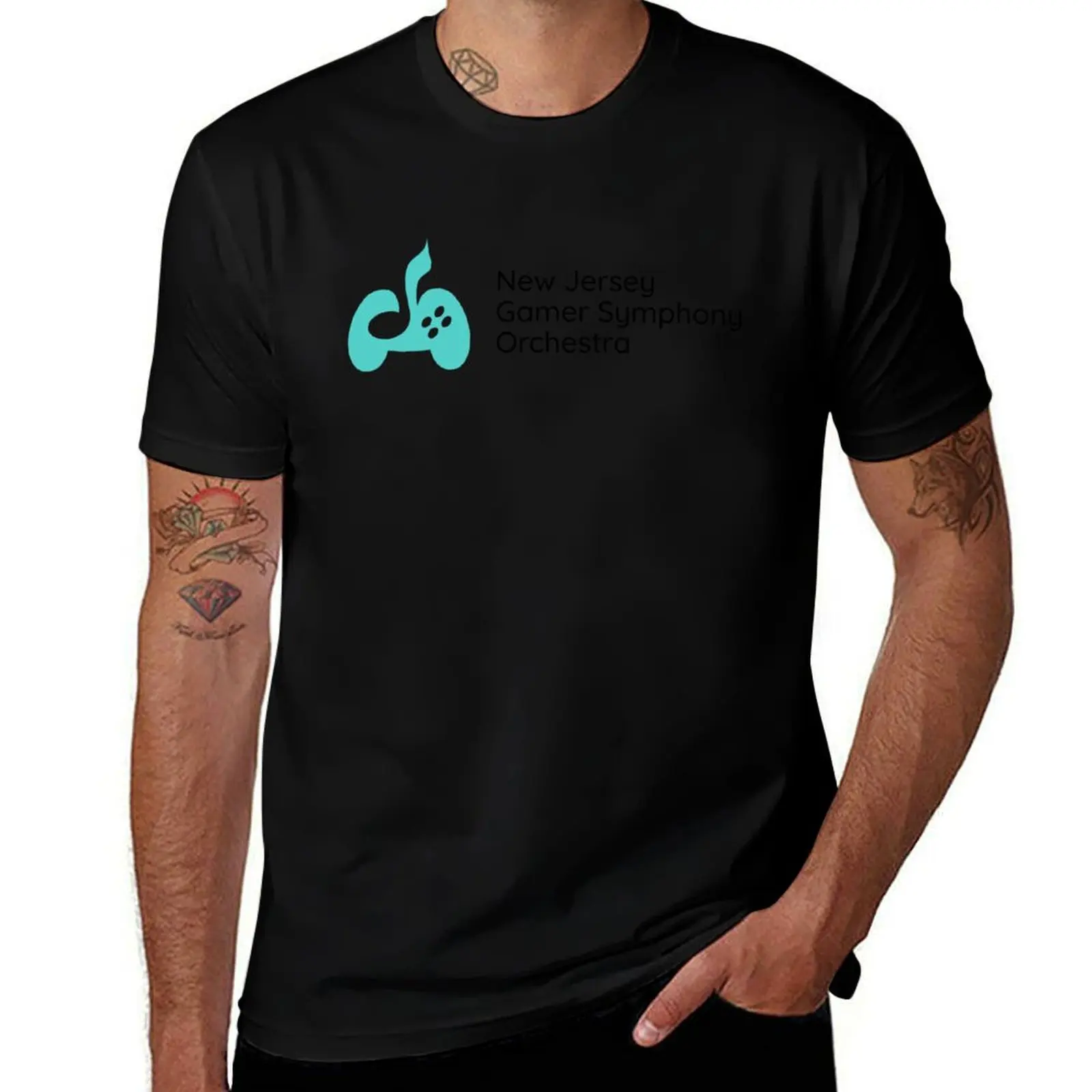 New Jersey Gamer Symphony Orchestra (blue logo, black text) T-Shirt designer shirts cheap stuff fitted t shirts for men