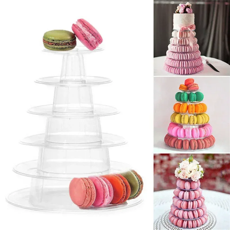 4/6/10-Tiers Macaron Display Stand Cupcake Tower Rack Cake Stands PVC Tray For Wedding Birthday Cake Decorating Tools Bakeware