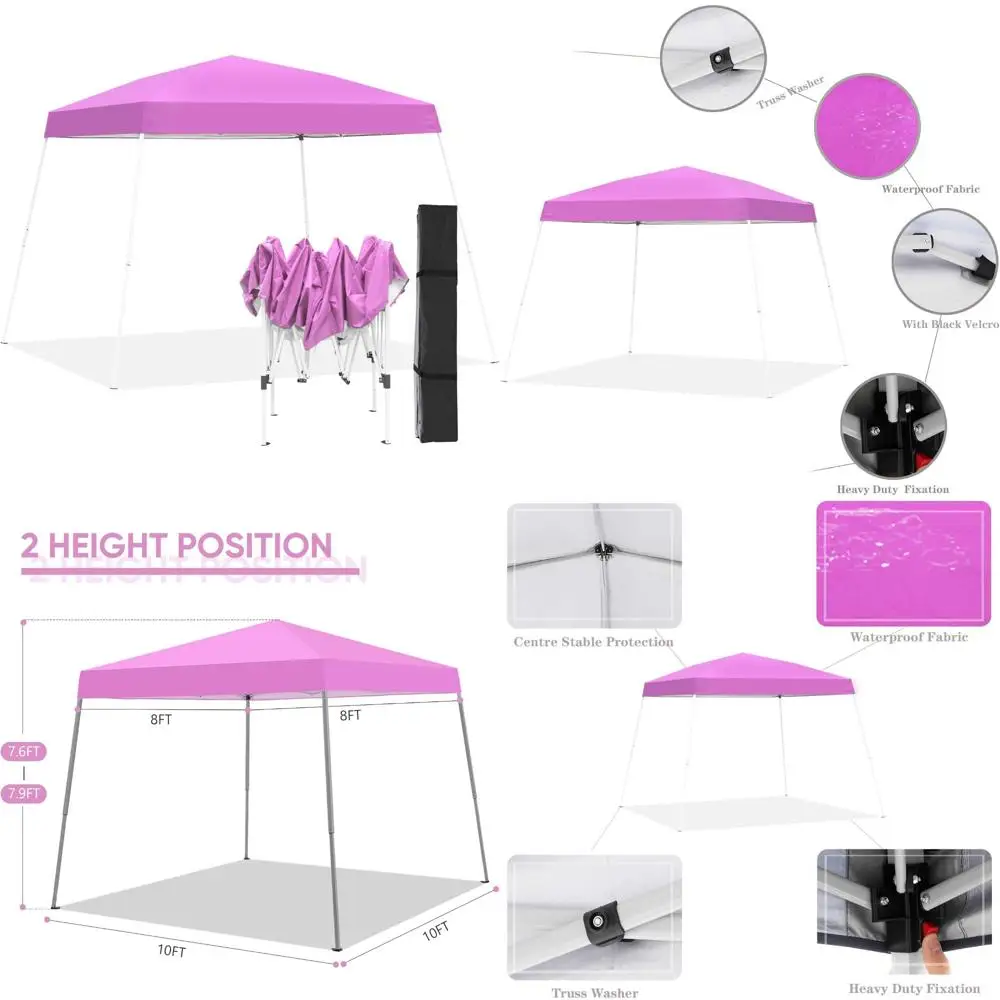 

GDY Outdoor 8x10 Ft Pop Up Canopy Tent,Portable Instant Folding Shelter Gazebos, Patio Canopy with Carrying Bag, Pink.