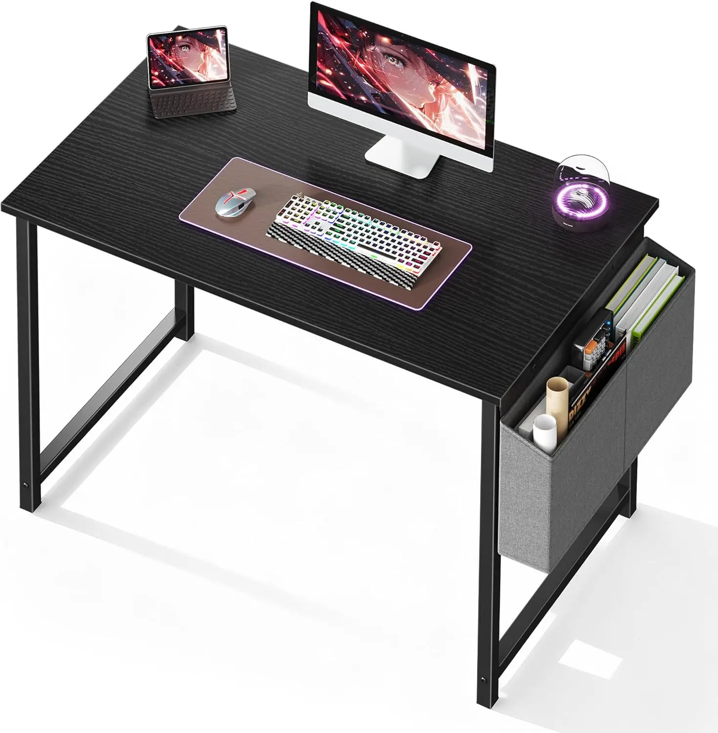 

40 Inch Computer Desk for Small Spaces, Home Office Gaming Writing Study Work Table with Storage Bag, Black