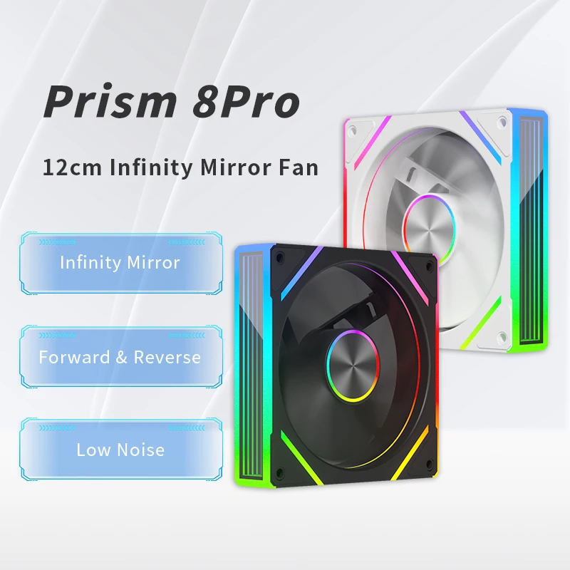 

OEM PRISM 8 PRO Вентилятор для корпуса компьютера 12 см ARGB 4-контактный ШИМ Тихий охлаждающий вентилятор 12 В Большой объем воздуха 56.8CFM/600-1500RPM