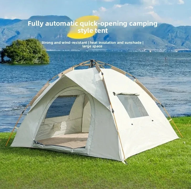 Portable Auto Instant Pop Up Tent 3-4 Person UV Waterproof Beach Park Camping Set with Floor Mat