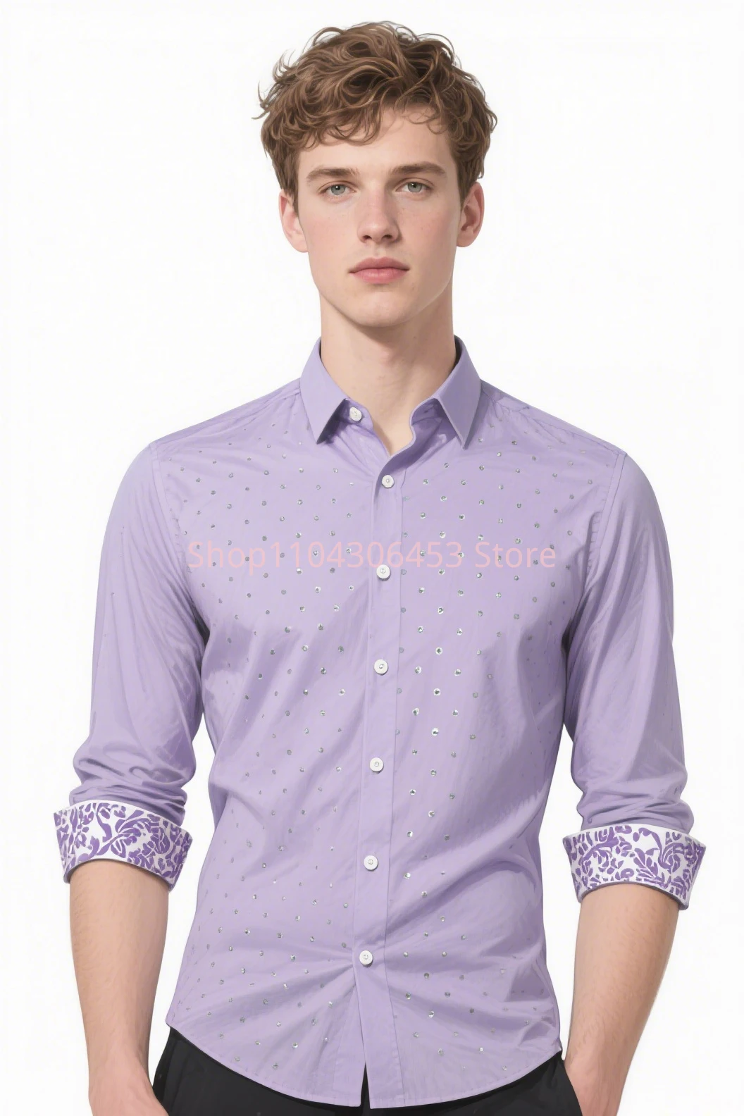 Men's Light-colored Graphic 3D Printing Dark Pattern Shirt Hawaiian Casual Long-sleeved Lapel Shirt Business Party Simple Formal