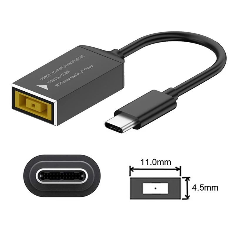 1pc Compatible With For Laptop Charger Fast Charging Cable PD65W For DC Square Jack To USB Type-C Converter Charging Cable