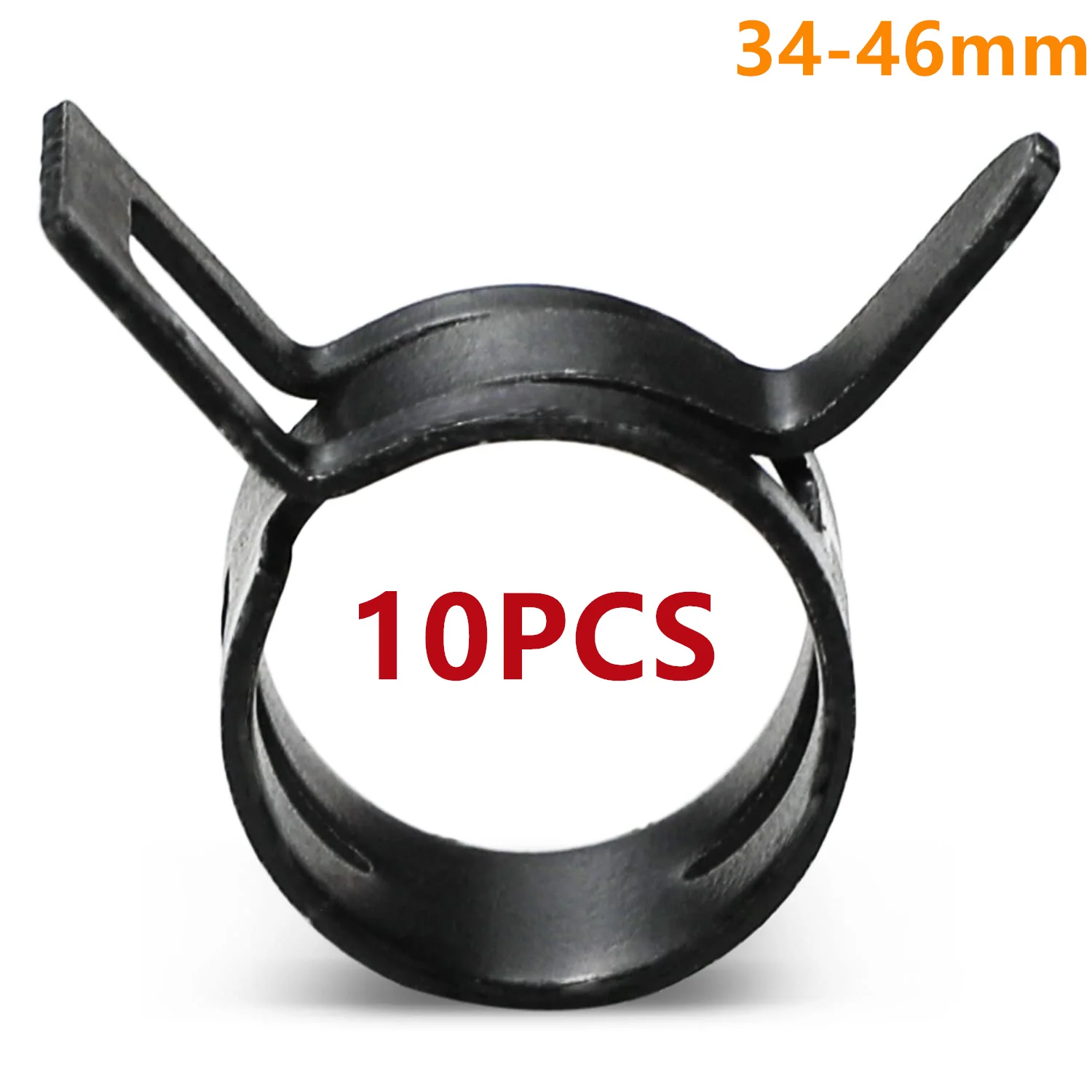 M34/36/38/39/40/-46mm 10Pcs Black Spring Hose Clamps Fuel Line Water Pipe Clamp Hoops Air Tube Fastener Automotive Spring Clips
