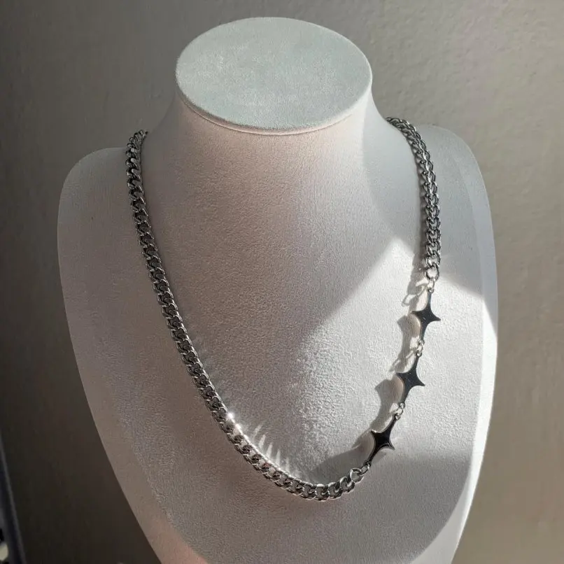 

Shining Stainless Steel Necklace Exaggerated Sweater Chain for Couple Gifts y2k, Daily Wear Party Accessories Jewelry