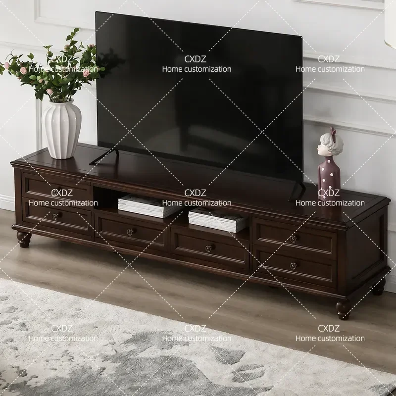 Clearance American solid wood TV cabinet coffee table combination living room audio-visual cabinet multi-drawer TV cabinet