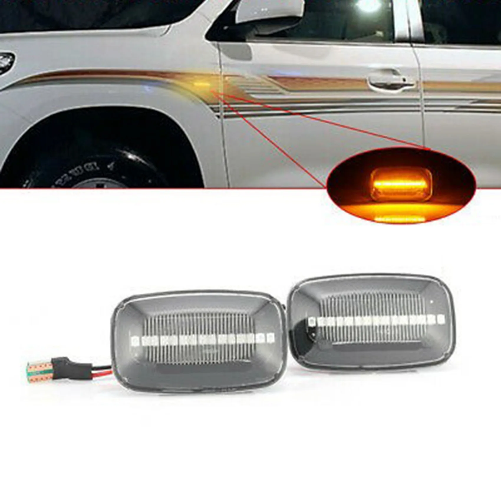 

Top!-Dynamic LED Side Marker Fender Lights Flowing Turn Signal Light For Toyota Land Cruiser Landcruiser 70 80 100 Series