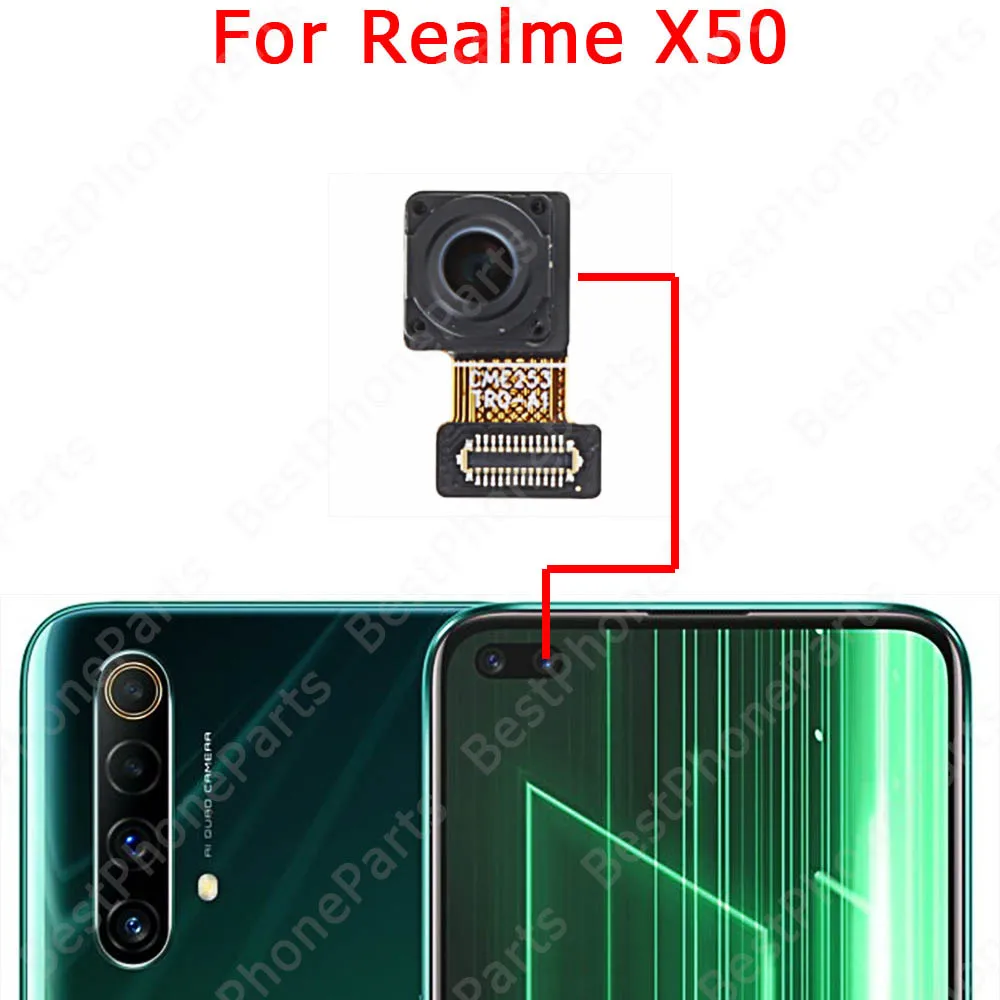 Front Selfie Rear Camera For Realme XT X7 X50 Pro 5G Facing Back View Camera Module Flex Cable Replacement Spare Parts