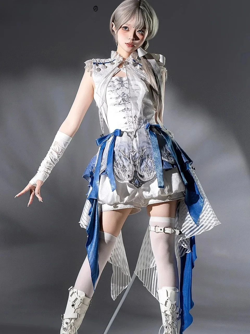 

Original Court Style Gothic Dress Set Women's Irregular Suspender Dress Jerkin Short Three-piece Set Cosplay Clothing Vestidos