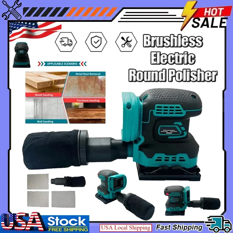 

Беспроводная шлифовальная машина с литиевой батареей, ручная шлифовальная машина для мебели, плоская полировальная машина, совместимая с аккумулятором Makita 18V