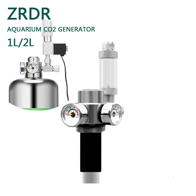 ZRDR Aquarium CO2-Generator mit Doppel-Druckanzeige, Blasenzähler und Elektromagnetventil für Aquarien, Reaktiver Rohstoff