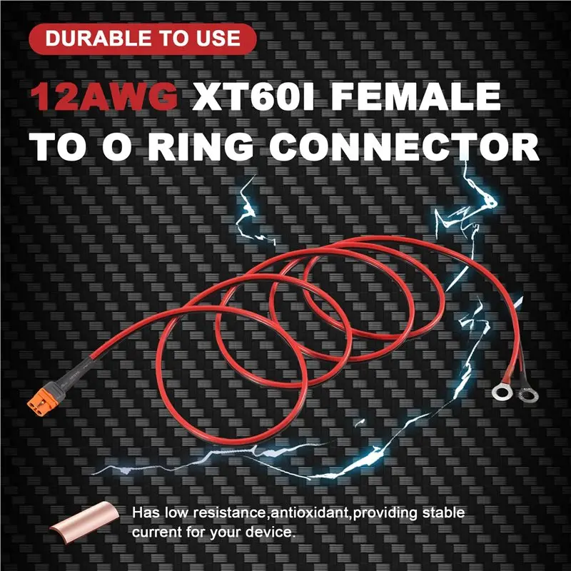 ABSE-12AWG Xt60i Female To O Ring Connector For RC Battery Solar Portable Power Power Station And Solar Panel
