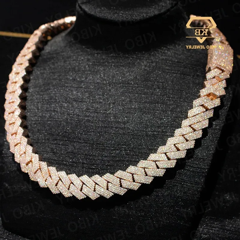 

Real Lab Mossanite Diamond Jewelry Iced Out Necklace For Men Rapper 925 Sterling Silver Moissanite Cuban Chain