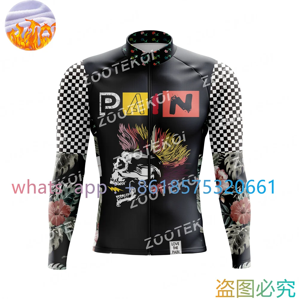 Love The Pain Team Winter Thermal Fleece Cycling Jersey Bike Pants Set Mens Ropa Ciclismo Mtb Bicycling Maillot Cycling Clothing