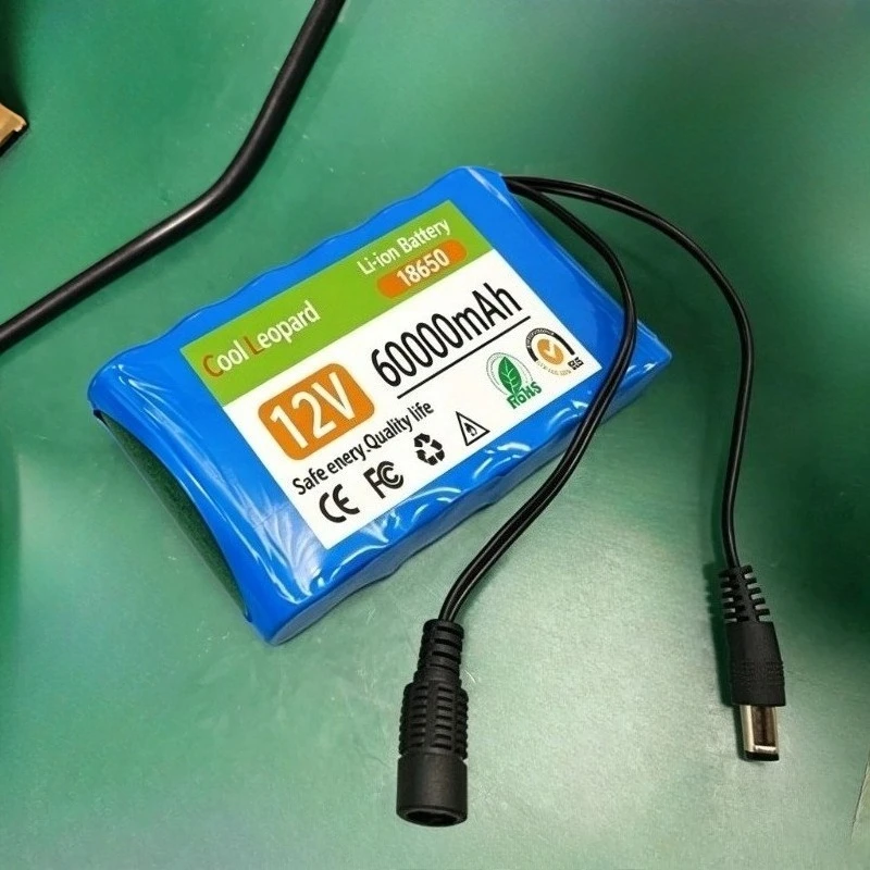 

New 3S2P 12V 60Ah Portable Rechargeable Lithium Ion Battery Pack For DC CCTV Camera Monitor With 12.6V Charger