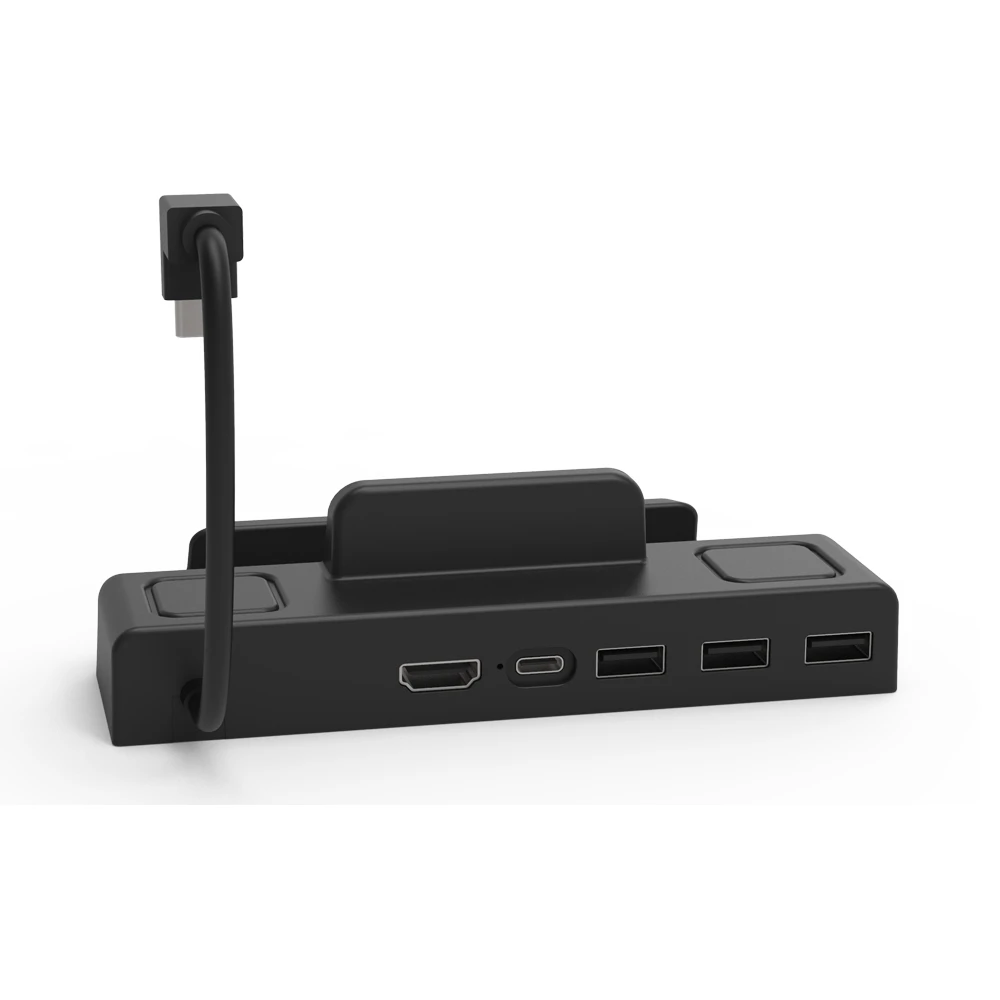 Dock Station de Carregamento Rápido, 6 em 1, 4K, Porta LAN RJ45, Tipo-C, Steam Deck, Nintendo Switch, OLED, ROG, ALLY, Consola de Jogos, Preto