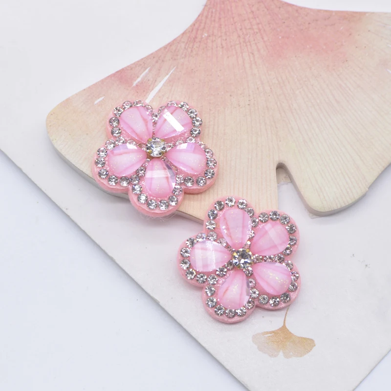10Pcs Padded Flower Rhinestone Applique for DIY Clothes Crafts Decor Patches Handmade Hat Headwear Hair Bow Accessories